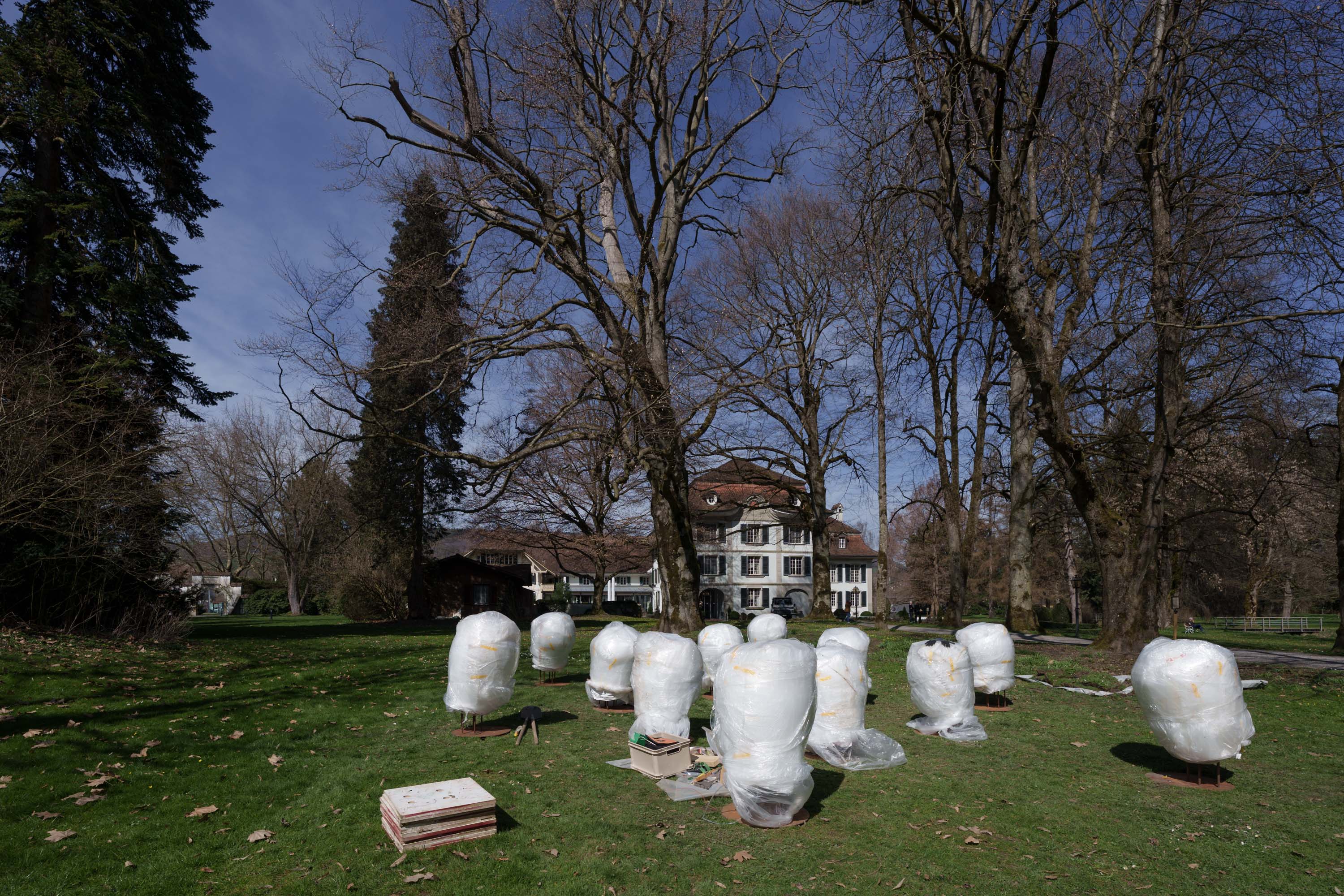 Fotografische Dokumentation des Kunstwerks von Pius Morger im Boutique Hotel Schloss Hünigen – Aufbauphase